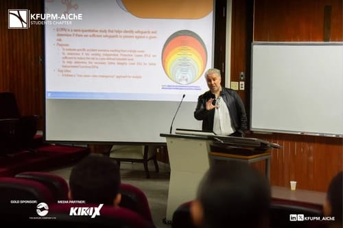 Invitation of Dr. Christos D. Argyropoulos as keynote speaker at the Process Safety Seminar hosted by KFUPM AIChE at KFUPM. - Left